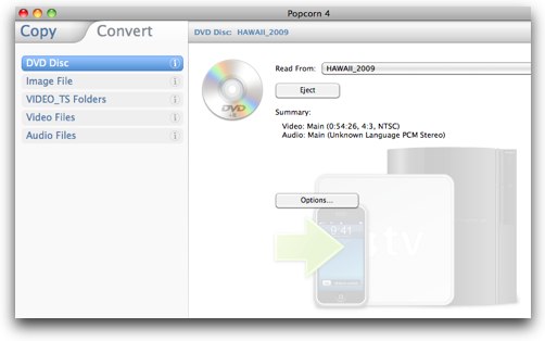 popcorn dvd convert tab