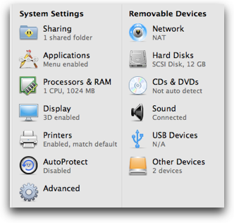 my vm settings