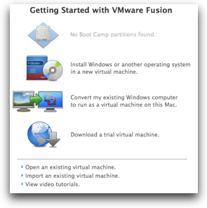 opening screen of vmware