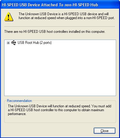 windows error saying i don't have a usb 2.0 controller