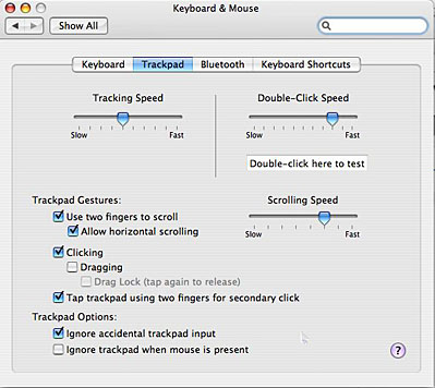 mouse & trackpad preference pane