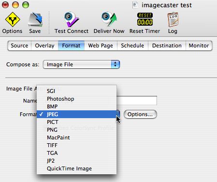 format options on imagecaster