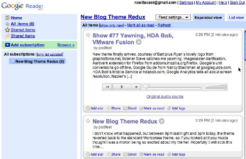 google reader showing nosillacast