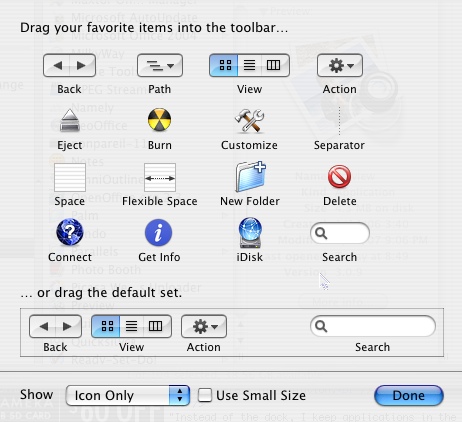 customize toolbar menu choices