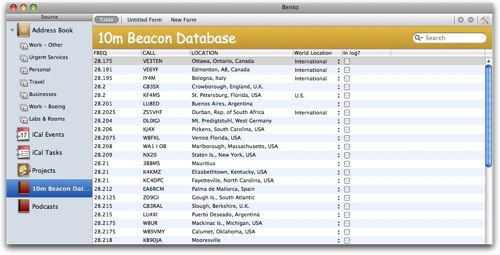 database with a lot of data from ham radio showing