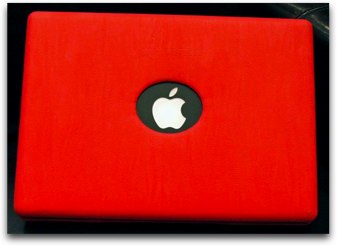 Rose's red U-Suit leather macbook cover