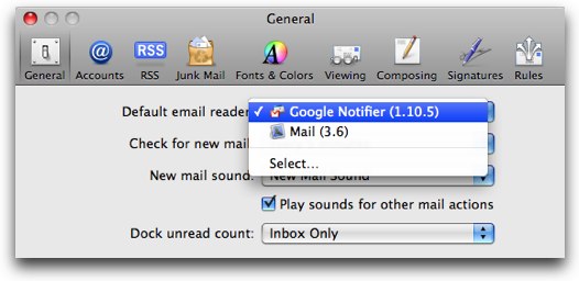 change default mail reader
