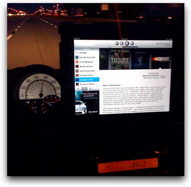 iPad in car with Motorola T505 and Sprint Overdrive