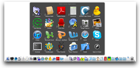 alias folder in dock with quick use application icons in a grid