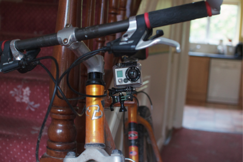 Barts bike showing the mounted GoPro