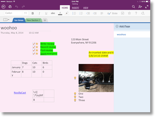 same note in OneNote only on the iPad now