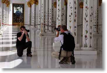 Tom and his son Jeff photographing each other in Dubai
