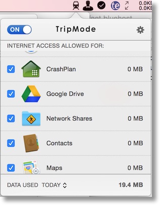 tripmode showing a bunch of apps accessing the network