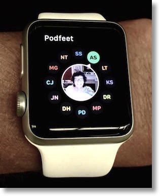 Apple Watch showing friends screen
