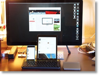logitech_k480 kb on my desk with Mac, iPad, iPhone