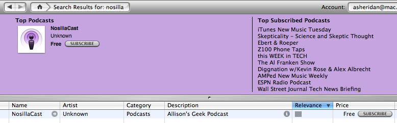 Nosilla search results