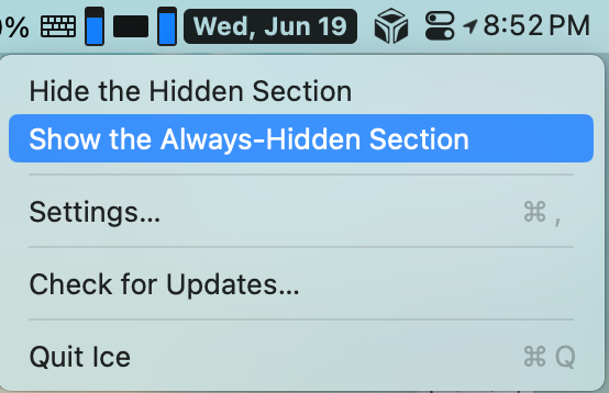 Show the Always-Hidden Section from the dropdown menu.