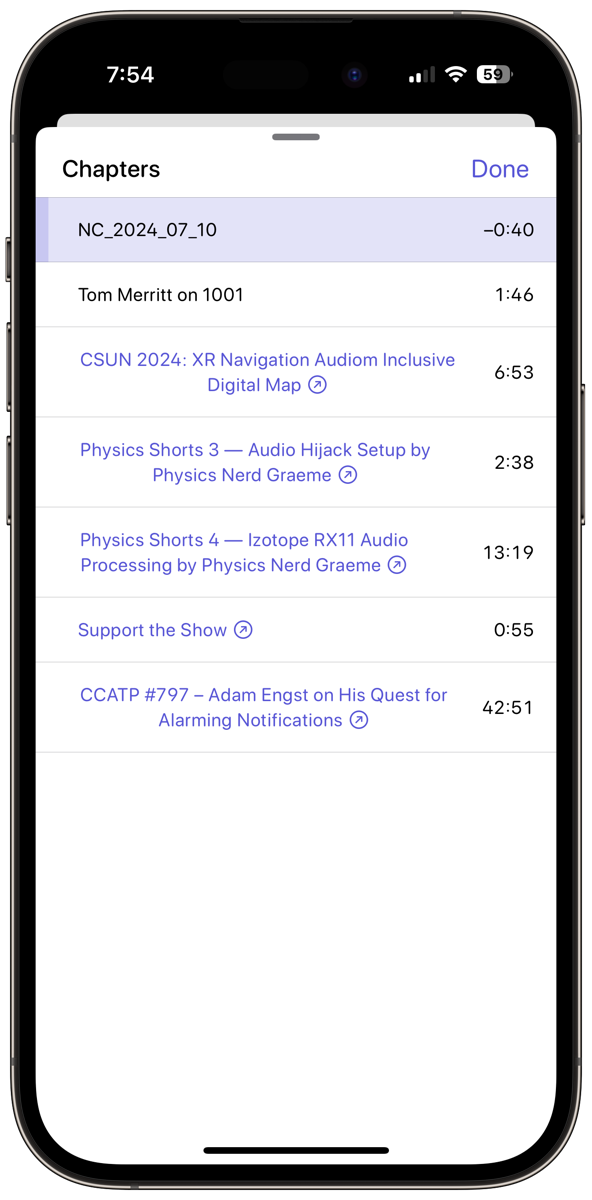 NosillaCast showing chapters.