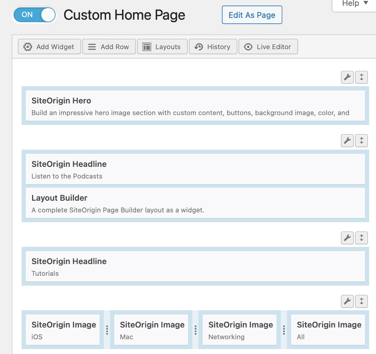 Custom Home Page from SiteOrigin North Theme in WordPress with Building Blocks.