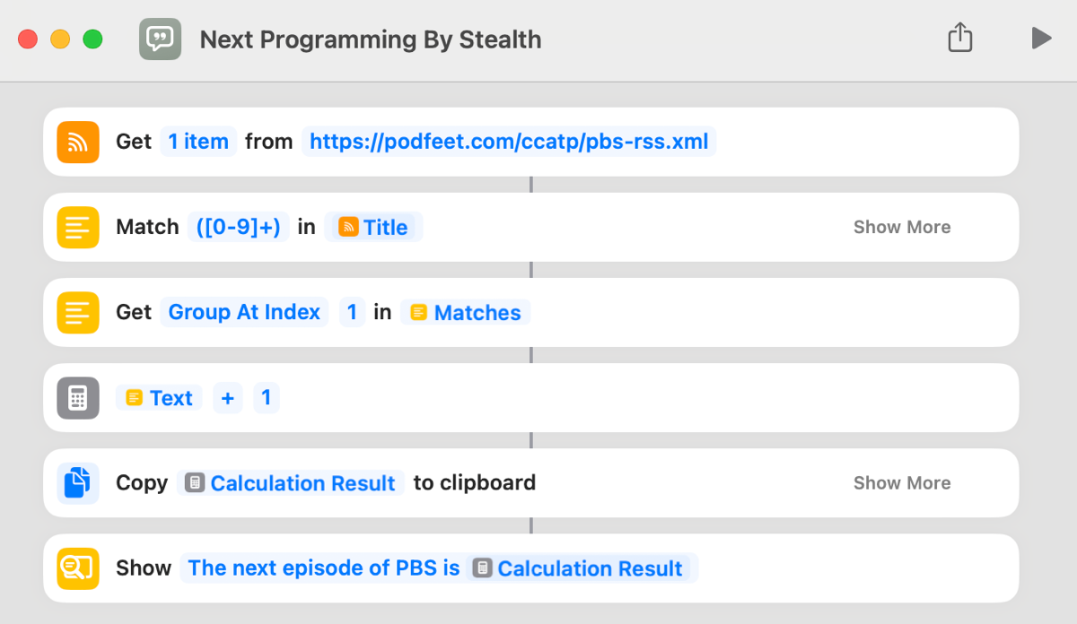 Next Programming By Stealth Shortcut showing steps as described.