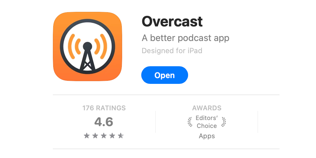 Overcast in the app store