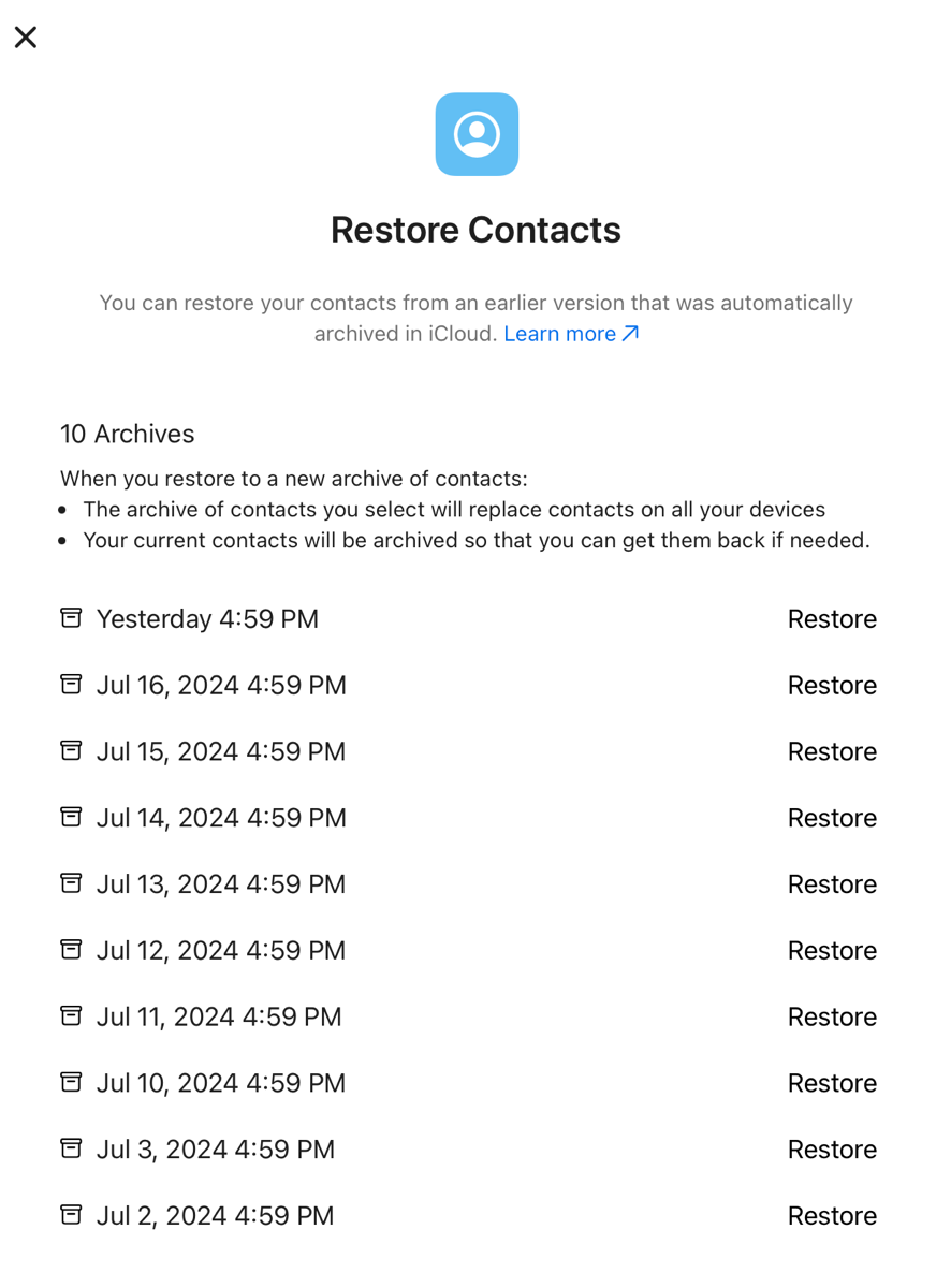 10 archives Restore contacts from iCloud.