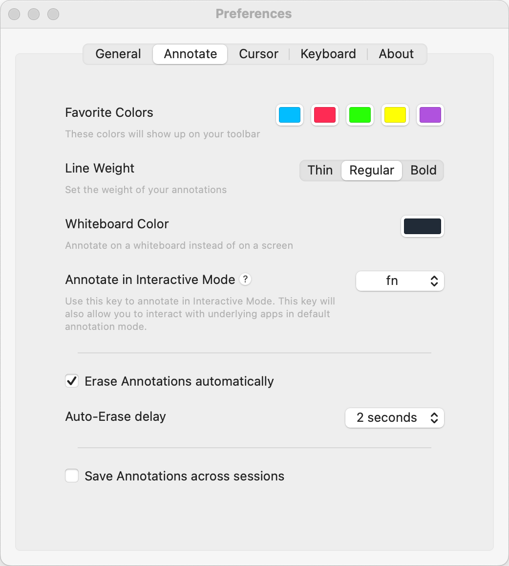 Annotate settings - I go through these in detail.