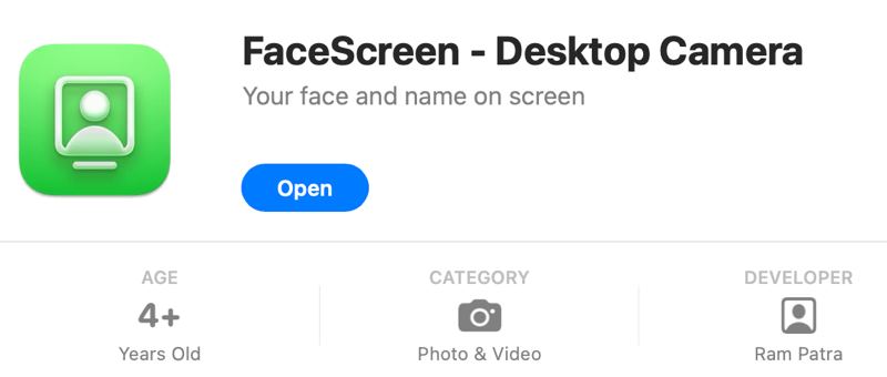 FaceScreen on Mac App Store.