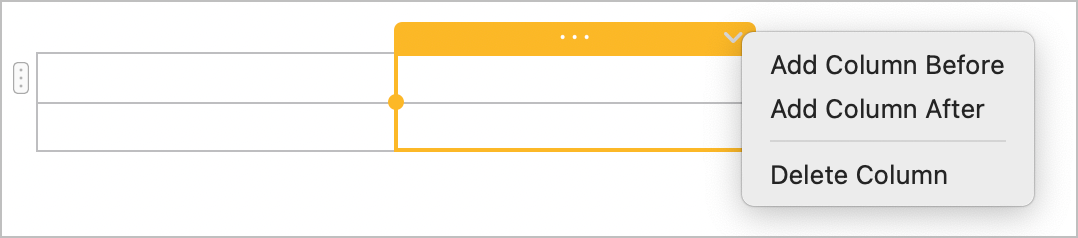 Notes tables - add column before or after.