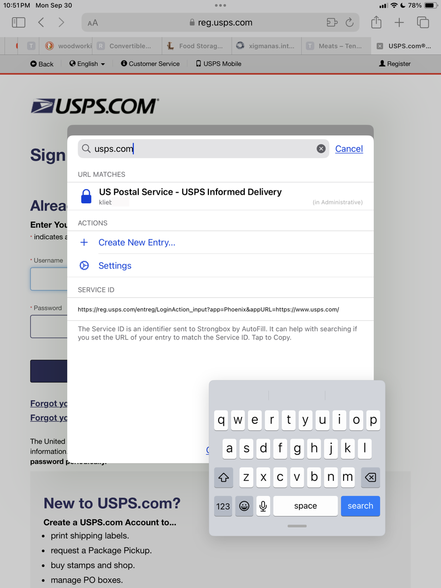 Safari Browser Autofill On iPadOS for USPS.com