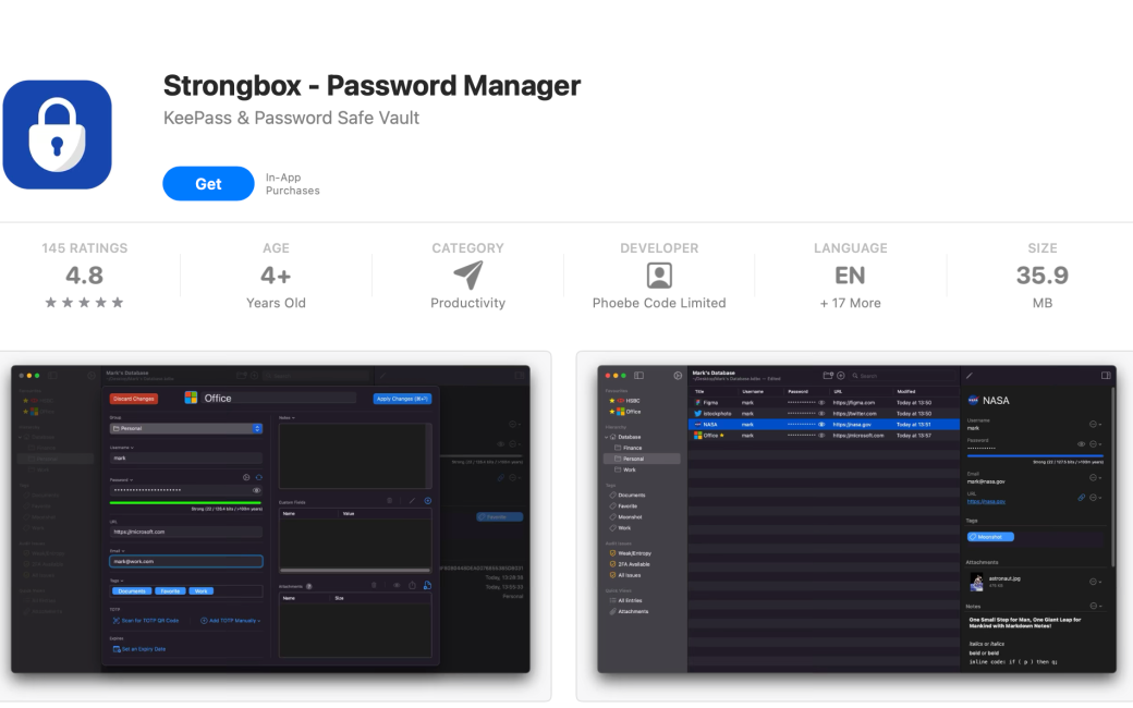 Strongbox in the Mac App Store