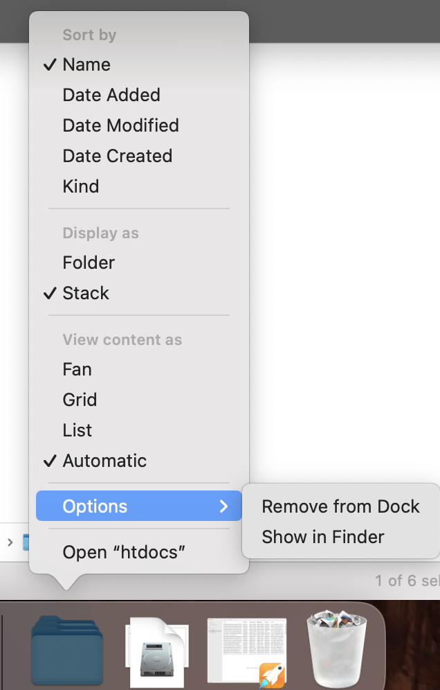 Contextual Menu on right-click folders.