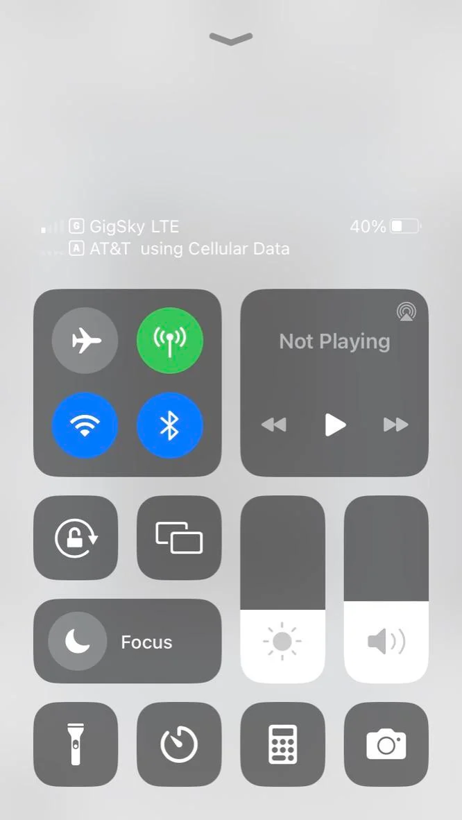 GigSky LTE and AT&T Using cellular data with WiFi and cellular turned on.