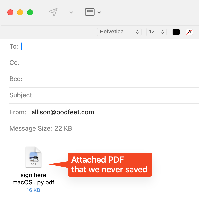 Mail with PDF we never saved attached.