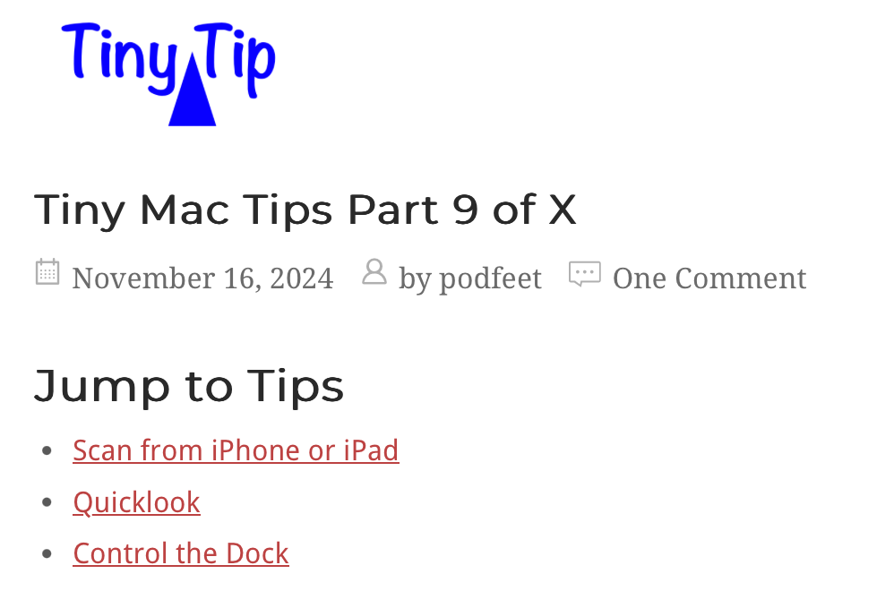 Jump to Tips links at the top of Tiny Mac Tips 9.