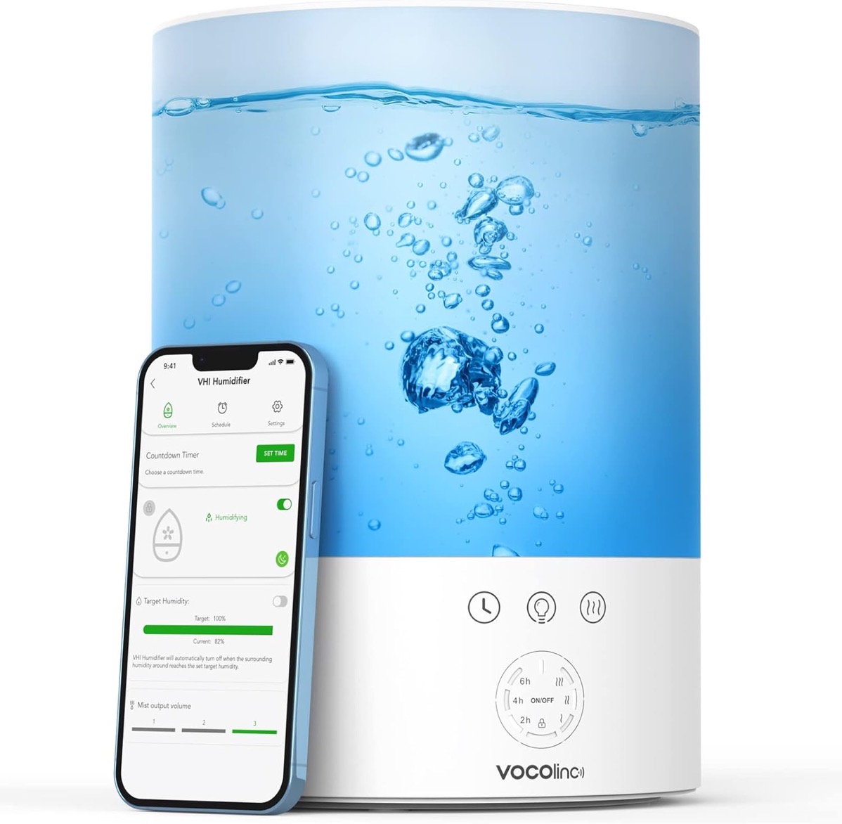 VOCOlinc Smart Humidifier for Bedroom 2.5L as Bart describes.